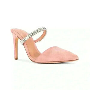 LPA by REVOLVE Lex Crystal Strap Heel in Blush Pink Suede Sz. 9